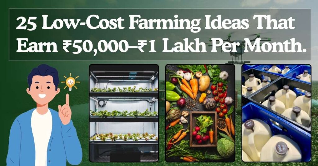 25 Low-Cost Farming Ideas That Earn ₹50,000–₹1 Lakh Per Month.